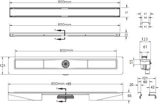 Душевой лоток Berges Wasserhaus B1 Keramik 091019 80 Хром глянец
